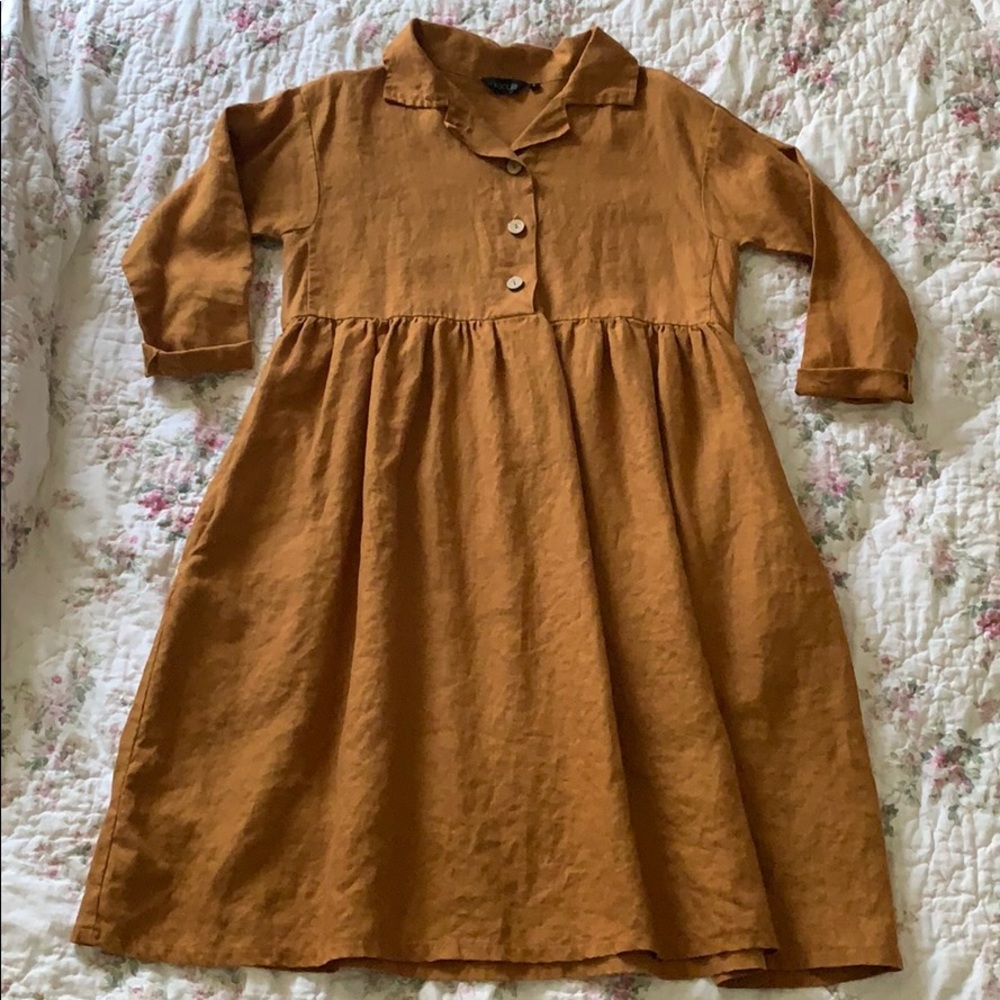 Roolee Collared Linen Dress